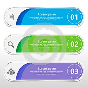 Vector steps, progress banners with colorful banner