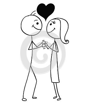 Vector Stick Man Cartoon of Man and Woman in Love