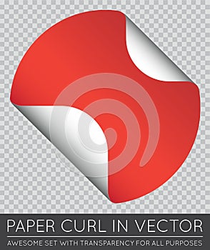 Vector Sticker with Paper Curl with Shadow .