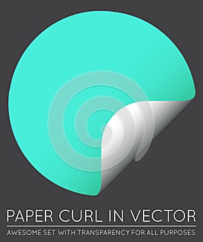 Vector Sticker with Paper Curl with Shadow Isolated.