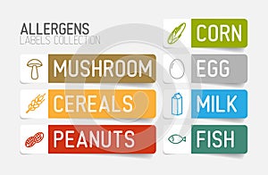 Vector sticker set for allergens