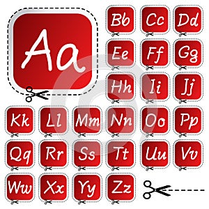 vector stickers with hand drawing alphabet