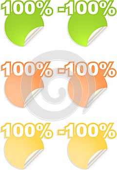 Vector stickers with text percent