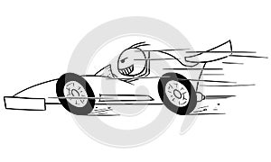 Vector Stickman Cartoon of Formula Driver