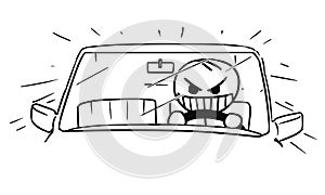 Vector Stickman Cartoon of Mad Car Driver