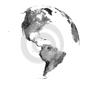 Vector stippled globe with continental relief