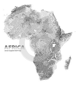 Vector stippled relief map of Africa