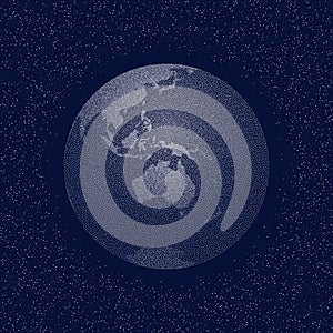 Vector stippled world stylized globe