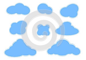 Vector stitch blue clouds set
