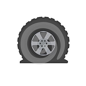 Vector stock Deflated automobile tire