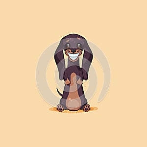 Vector stock illustration emoji of cartoon character dog talisman, phylactery hound, mascot pooch bowwow dachshund