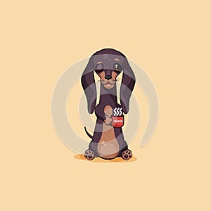 Vector stock illustration emoji of cartoon character dog talisman, phylactery hound, mascot pooch, bowwow dachshund