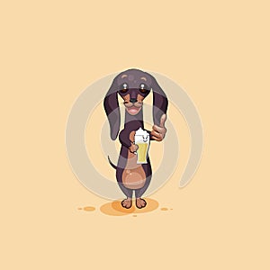 Vector stock illustration emoji of cartoon character dog talisman, phylactery hound, mascot pooch, bowwow dachshund photo