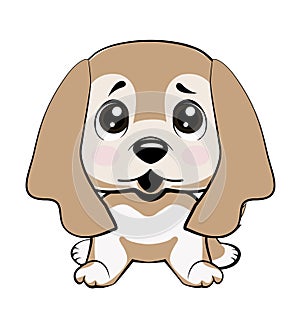 Vector Stock Illustration isolated Emoji character cartoon dog embarrassed, shy and blushes sticker emoticon