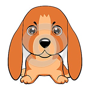 Vector Stock Illustration isolated Emoji character cartoon dog embarrassed, shy and blushes sticker emoticon