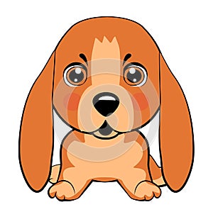 Vector Stock Illustration isolated Emoji character cartoon dog embarrassed, shy and blushes sticker emoticon