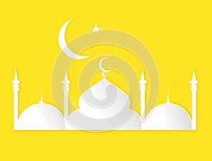 Vector stock of islamic mosque silhouette. islamic ramadan festival with moon and masjid. photo