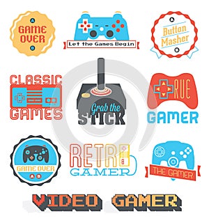 Vector Stock: Retro Video Game Shop Labels