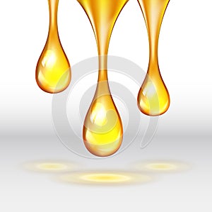 Vector stock set of supreme collagen gold drop of oil essence isolated on white background. Luxury Premium gold shining