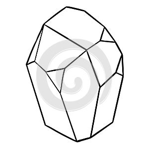 Vector Stone cartoon element. Mineral line icon. Rocks and crystals from geological deposits isolated on white