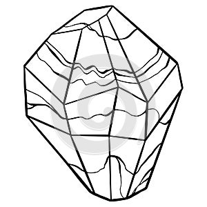 Vector Stone cartoon element. Mineral line icon. Rocks and crystals from geological deposits isolated on white