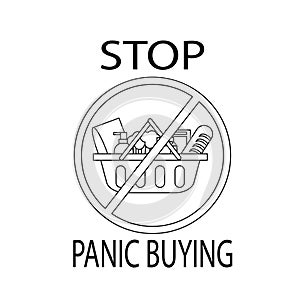 Vector Stop Panic Buying sign icon on isolated white background