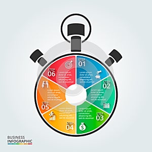 Vector stopwatch timeline infographic.