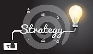 Vector strategy concept with creative light bulb i