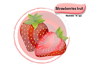 Vector Strawberries fruit isolated on color background,illustrator 10 eps