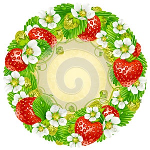 Vector strawberry circle frame