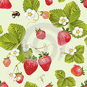 Vector strawberry seamless pattern.