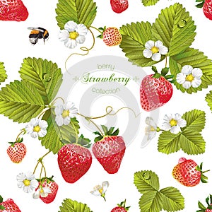 Vector strawberry seamless pattern.