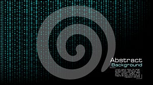 Vector streaming blue binary code on black background.