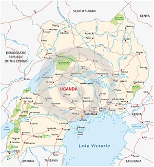 Vector street map of republic of uganda