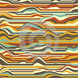 Vector striped background. Abstract color waves. Sound wave oscillation. Funky curled lines. Elegant wavy texture.