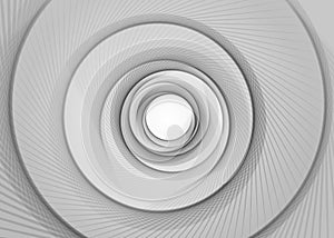 Vector striped spiral abstract tunnel background. Spiral funnel. Gray twisted ray hole. Exciting gently spiraling optical illusion