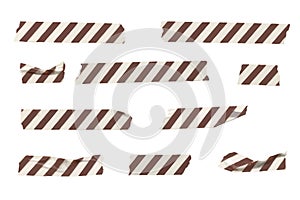 Vector striped wrinkled washi tape stripes set