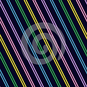 Vector stripes seamless pattern. Simple texture with diagonal rainbow line