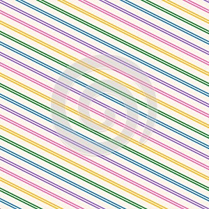 Vector stripes seamless pattern. Simple texture with diagonal rainbow lines