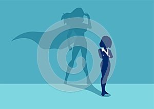 Vector of a strong business woman imagining to be a super hero