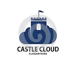 Vector stronghold castle cloud online cloud storage logo design