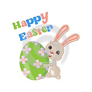 vector style cartoon Easter bunny greeting card