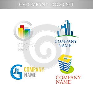 Vector stylish logo collection for urban building office company isolated on white background.