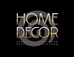 Vector stylish Logo Home Decor. Elegant Golden Alphabet