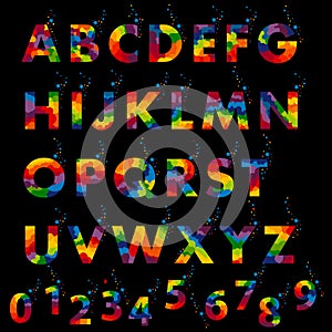 Vector of stylized colorful font and alphabet
