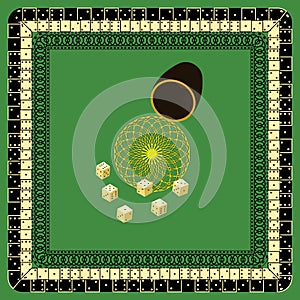 Vector Stylized Dice Mat Pattern, Mixing Cup and Throw. Possible Use in Design Solutions