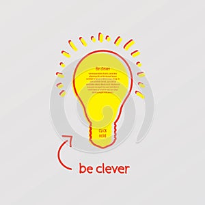 Vector stylized light bulb in modern design. Concept - think, cl