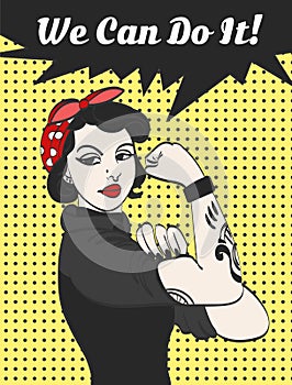 Vector subculture punk gothic woman with signature we can do it photo