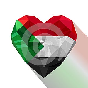 Vector Sudanese heart with the flag of the Republic of the Sudan.
