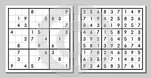 Vector sudoku with the answer. Japanese game